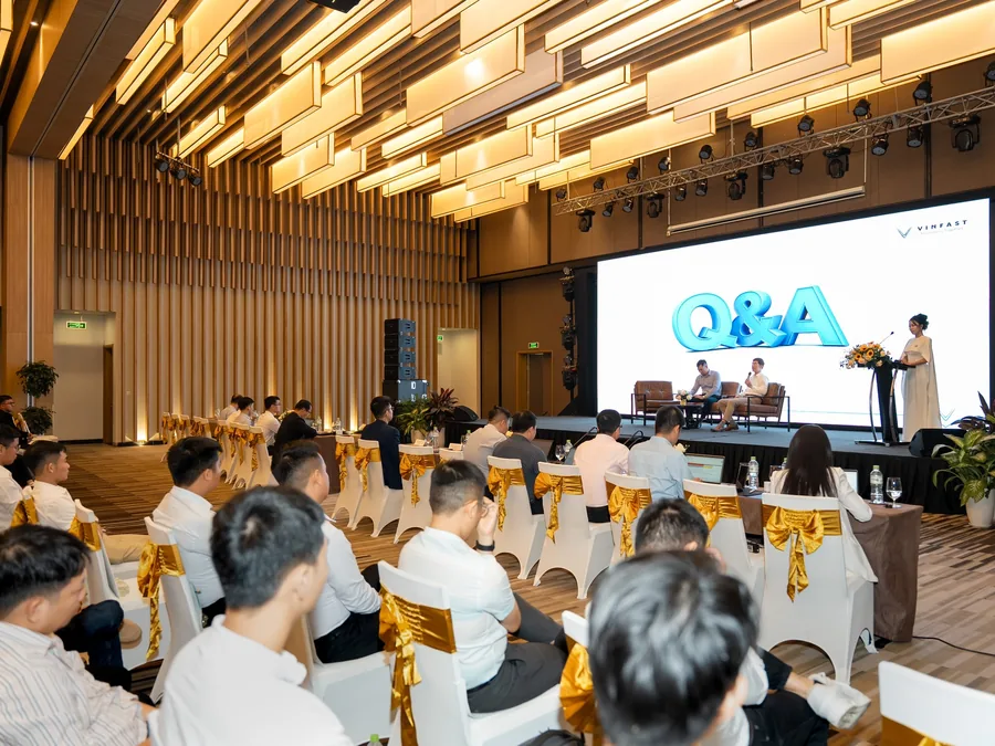 VinFast Q&A conference screen and audience